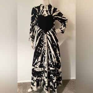 Black/bone long tie dye heart dress sz Medium Large 6/8 NEW no tags hippie